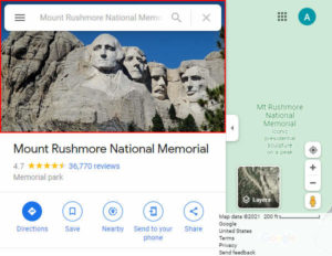 Google Maps Web Photo of Mount Rushmore in Search Results