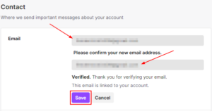 Twitch Email Address and Save Button on Change Email Address Page