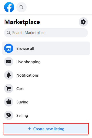 Facebook Website Marketplace Create New Listing Button