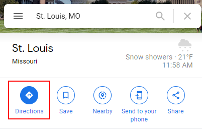 Google Maps Web Directions Button on Search Results Page