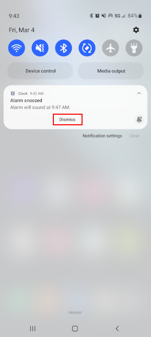 Android Dismiss in Snoozed Alarm Notification