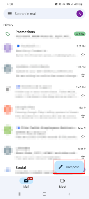 Gmail Mobile App Compose Button