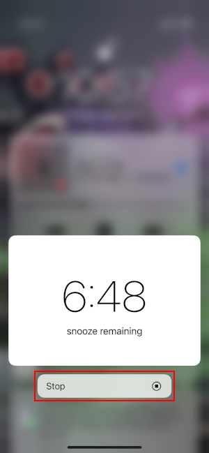 iPhone Stop on Snoozed Alarm Screen