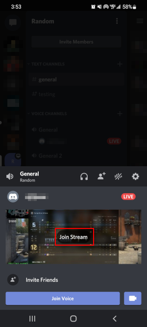 Discord Mobile App Join Stream Button