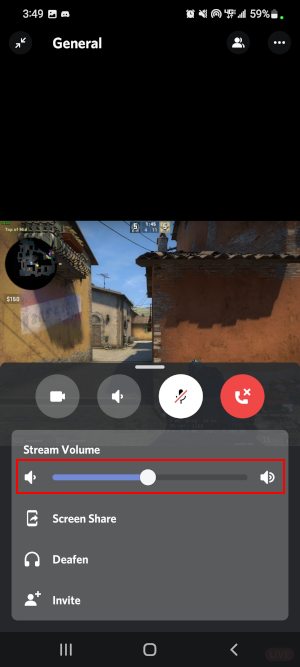 Discord Mobile App Stream Volume Slider in Stream Options Menu