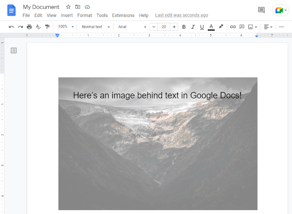 Google Docs Image Behind Text Example