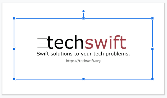 Google Slides Web TechSwift Logo Selected on Slide