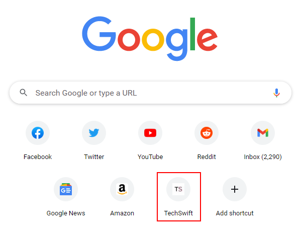 Google Chrome Manually Added Site on New Tab Page