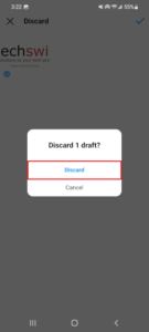 Instagram Mobile App Discard in Discard Draft Confirmation Window
