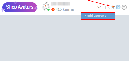 Reddit Web RES Add Account Button in Snoo Menu