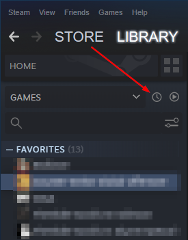 Steam PC Sort By Recent Activity Filter in Library