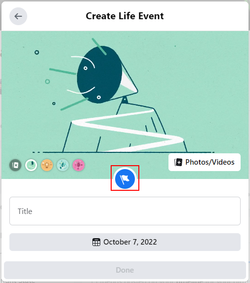 Facebook Web Icon in Create Your Own Life Event Window