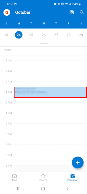 Outlook Mobile App Meeting on Calendar