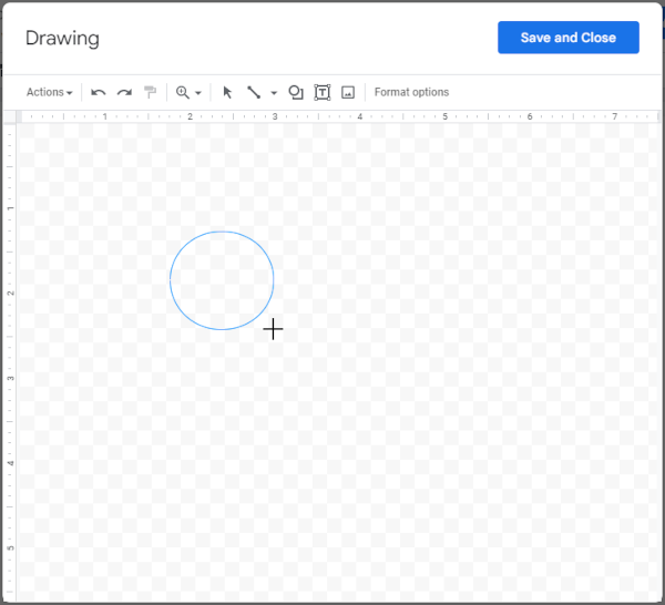 Google Docs Web Circle Outline on Canvas in Drawing Window