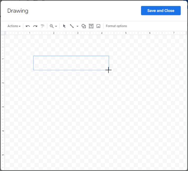 Google Docs Web Rectangle Outline on Canvas in Drawing Window