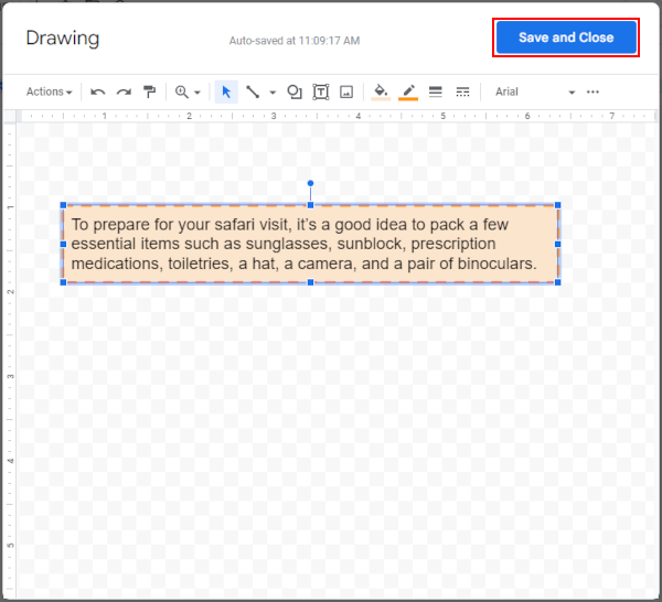 Google Docs Web Save and Close Button in Drawing Window
