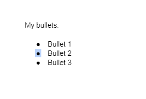 Google Docs Web Single Bullet Point Highlighted