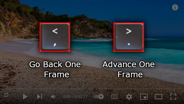 Frame Skip Keys Overlaid Above YouTube Video